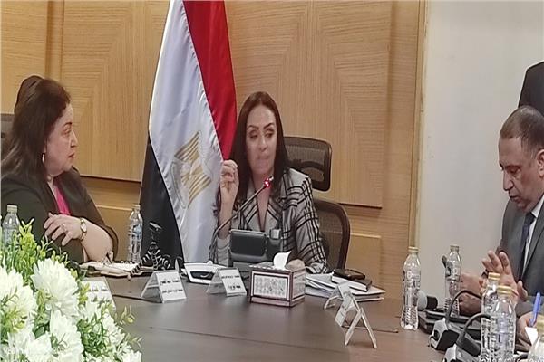 الدكتورة مايا مرسي، وزيرة التضامن الاجتماعي خلال الاجتماع