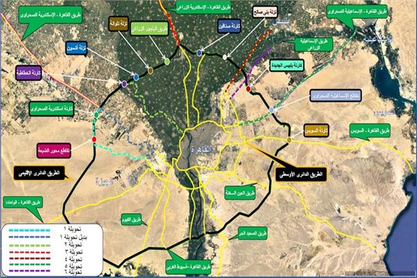 خريطة توضح التحويلات المرورية بالطريق الدائري الإقليمي
