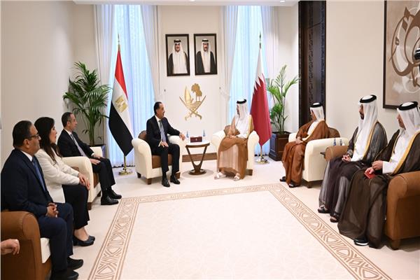 الدكتور مصطفى مدبولي ومعالي الشيخ محمد بن عبد الرحمن بن جاسم آل ثاني