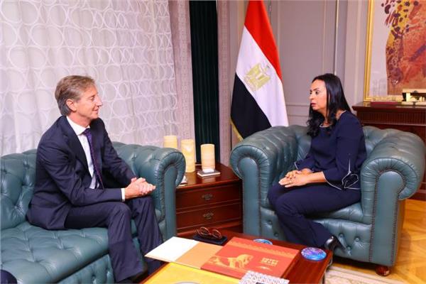 مايا مرسي وزيرة التضامن الاجتماعي خلال اللقاء