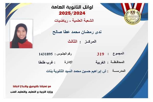 الطالبة ندى رمضان
