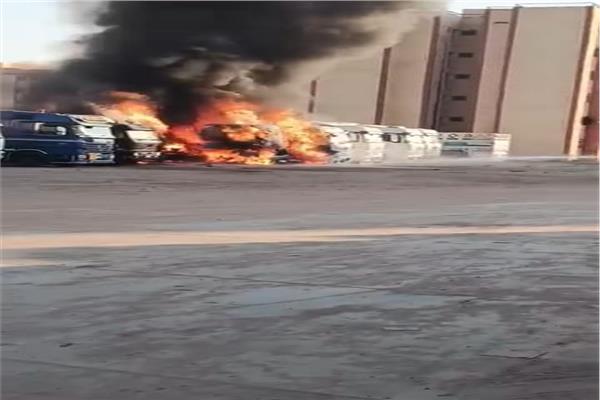 حريق بجراج سيارات نقل بالشرقية 