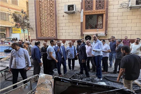 النيابة الإدارية خلال معاينة موقع الحريق 
