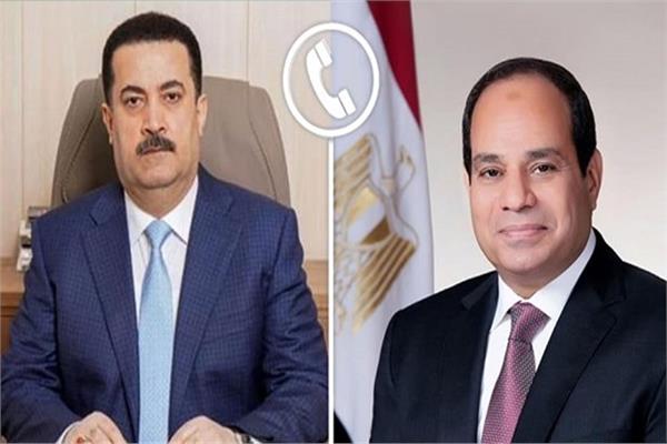 الرئيس عبد الفتاح السيسي  والسيد محمد شياع السوداني 