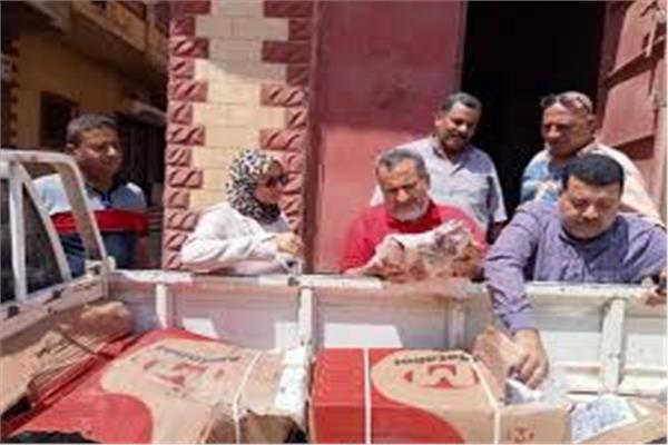 ضبط 118 شيكارة دقيق مخالفة وإعدام 765 كيلو لحوم غير صالحة