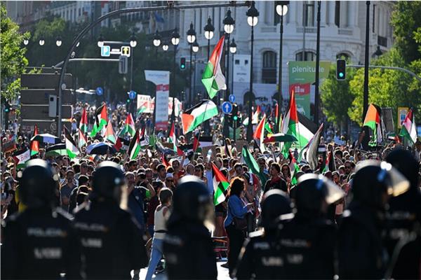 احتجاجات مدريد الداعمة لفلسطين