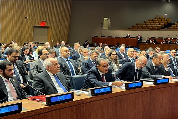  وزير الخارجية خلال الاجتماع الوزاري رفيع المستوى للتحالف الدولي لتنفيذ حل الدولتين