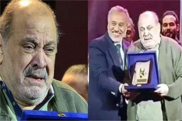 ضياء الميرغني خلال تكريمه في مهرجان نقابة المهن التمثيلية