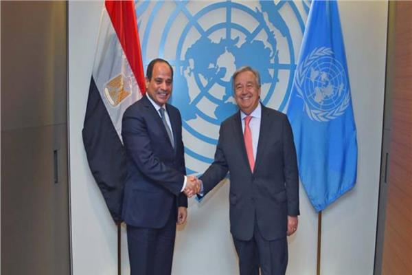 الرئيس السيسي مع سكرتير عام الأمم المتحدة