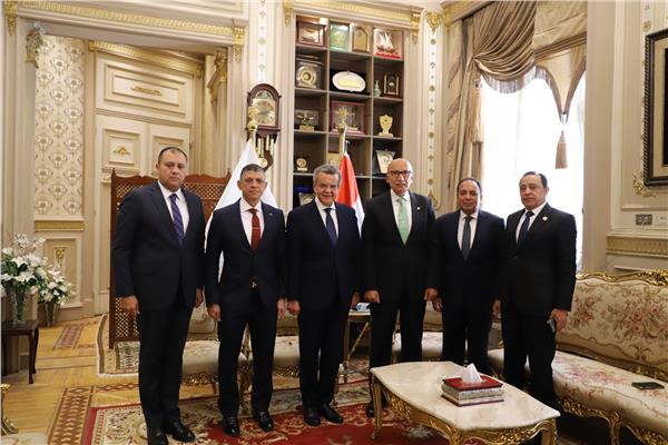 رئيس محكمة النقض خلال استقباله رئيس الجهاز المركزي للمحاسبات