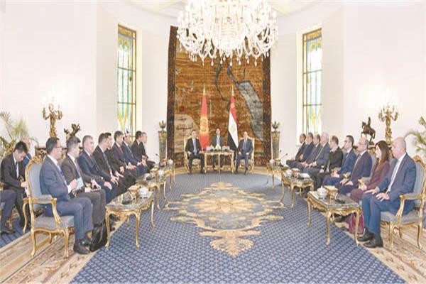 الرئيس عبد الفتاح السيسى خلال استقباله الرئيس صادير جاباروف
