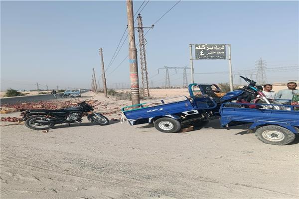 حادث تصادم تروسيكل مع دراجة بخارية