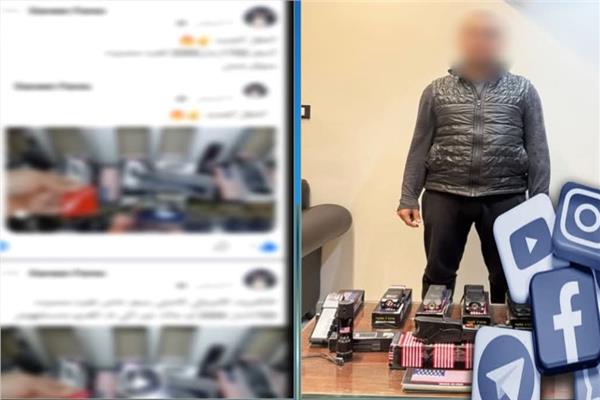 المتهم وامامه المضبوطات