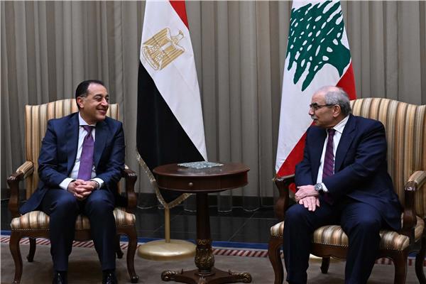  د. مصطفى مدبولي مع نظيره اللبناني بمقر السراي الحكومي ببيروت
