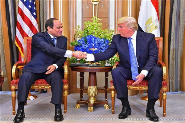 السيد الرئيس عبد الفتاح السيسي ونظيره الأمريكي دونالد ترامب
