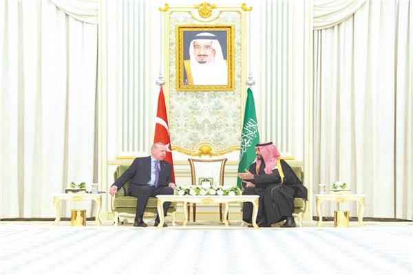 ولى العهد السعودى والرئيس التركى خلال المباحثات