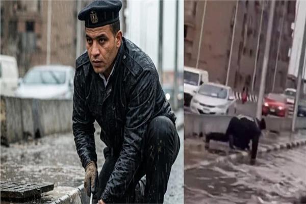  رجال الشرطة في الطقس السيء
