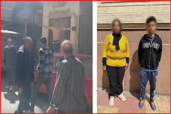 المتهمان عقب القبض عليهم 