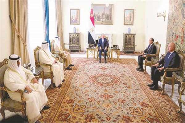 الرئيس عبدالفتاح السيسى خلال لقائه الشيخ جراح جابر الأحمد الصباح