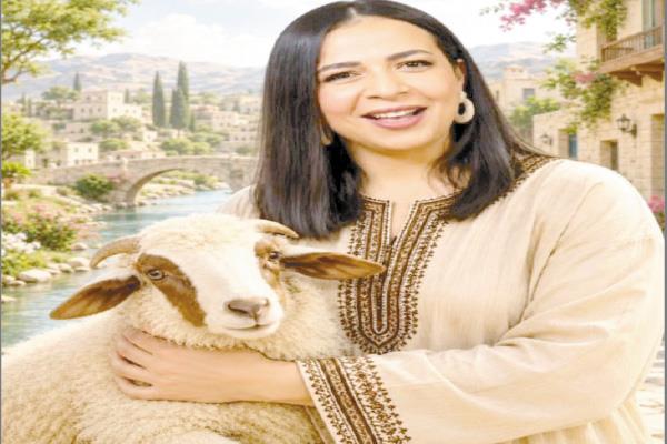 الفنانة إيمى سمير غانم  مع خروف العيد أو الأضحية