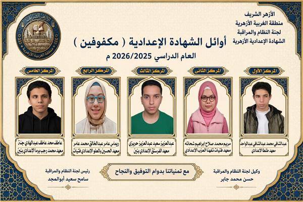 أوائل الشهادة الإعدادية الأزهرية للعام الدراسي 2025/2026م