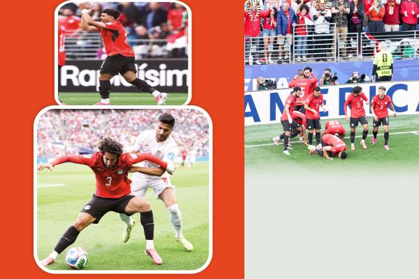 محمود صابر يحيى الجماهير بعد هدفه فى مرمى إيران 