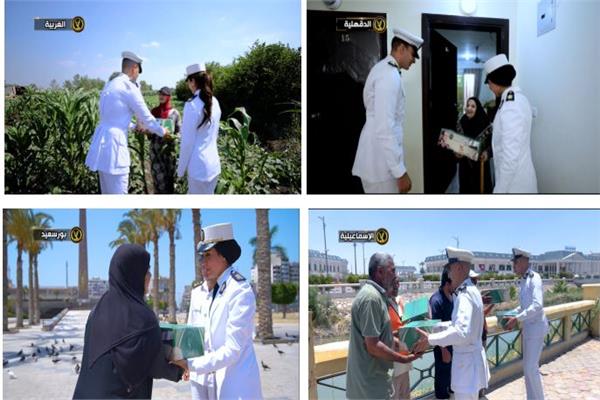 ضباط وضابطات الشرطة أثناء توزيع المساعدات