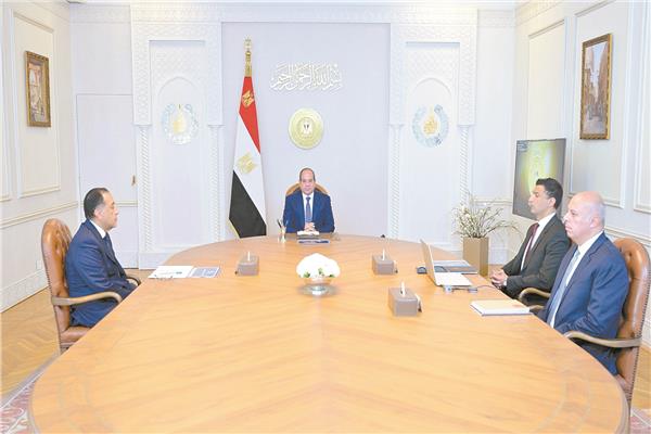 الرئيس عبدالفتاح السيسى خلال اجتماع مع رئيس مجلس الوزراء ووزير الصناعة
