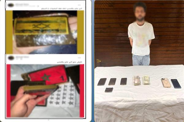 المتهم وبحوزته المضبوطات