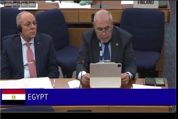 مندوب مصر خلال مشاركته في اجتماعات مجلس المنظمة البحرية الدولية