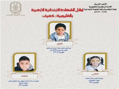 أسماء أوائل الشهادتين الابتدائية والإعدادية الأزهرية في القليوبية