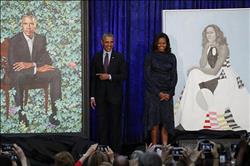 العالم في صور.. صورة لـ«باراك أوباما» وزوجته بمعرض بورتريه الوطني