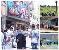 صور| احتفالات العيد مستمرة.. الشواطئ «كاملة العدد» و«السينمات» متنفس الشباب