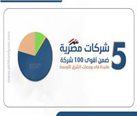 إنفوجراف | 5 شركات مصرية  ضمن أقوى 100 شركة مقيدة فى بورصات الشرق الأوسط