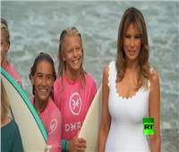 فيديو| زوجات زعماء قمة السبع يشاهدن راكبي الأمواج على شاطئ «بياريتز»