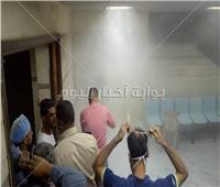 صور| السيطرة على حريق في المستشفى الجامعي ببني سويف