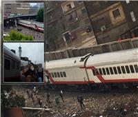 صور| تصادم قطاري ركاب بين إمبابة ورمسيس