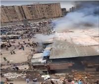 النيران تلتهم عشرات المحلات والأكشاك في حريق سوق توشكى بحلوان