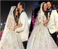 فيديو| بفسان أسود حزين.. زوجة خالد صالح تبارك لـ«أحمد وهنادي»
