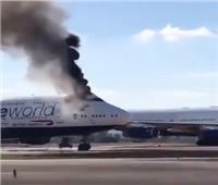 فيديو| اشتعال حريق بطائرة بوينج 747 في مطار إسباني