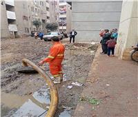 تطهير الصرف الصحي بمنطقة مساكن السوق بالقليوبية