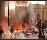 «أمن القاهرة» يسيطر على حريق بجوار مسجد السيدة زينب | صور