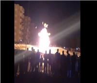 حريق بمحبس غاز طبيعي في مدينة 6 أكتوبر | فيديو