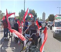 مسيرة في غزة بالأعلام المصرية ترفع صور «السيسي».. فيديو