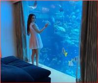 نسرين طافش تُداعب الأسماك من غرفة نومها | فيديو