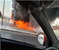 تفحم أتوبيس سياحي أمام سجن 15 مايو في حلوان |صور