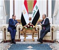 الرئيس العراقي يستقبل الرئيس السيسي.. ويعقدان جلسة مباحثات ثنائية وموسعة 