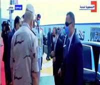 لحظة وصول الرئيس السيسي مقر افتتاح محطة مياه بحر البقر