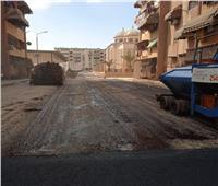 استمرار أعمال رصف الشوارع بالطبقة الأسفلتية خلف منطقه الرحاب ببورسعيد