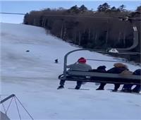 واجه الموت.. متزلج يطارده دب وسط الثلوج| فيديو